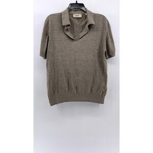 BUCK MASON Men's Beige Solid Short Sleeve Polo Shirt SZ L